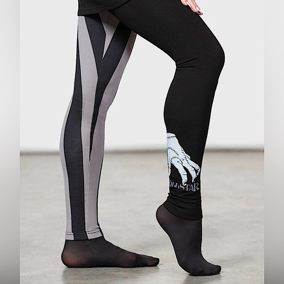 🏷️ BNWT WEDNESDAY ADDAMS X KILLSTAR LOATHE LEGGINGS~XS - Picture 5 of 10
